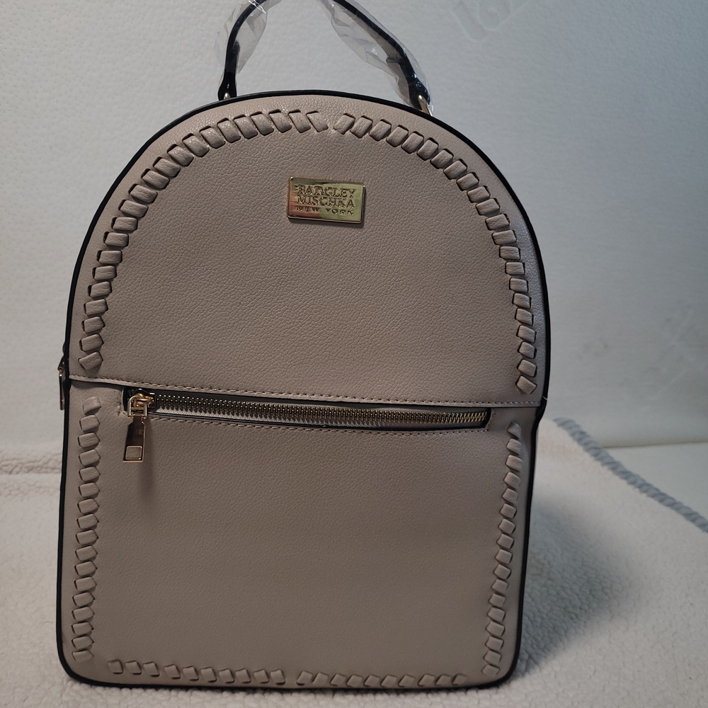 Badgley Mischka Cream Backpack with Gold Details